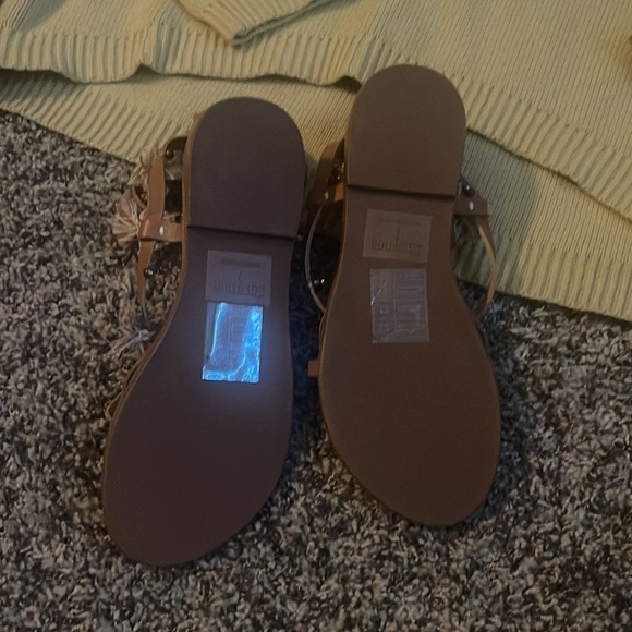 $118 NWOB SOLUDOS X ANTHROPOLOGIE BROWN LEATHER STRAPPY TASSELED SANDAL SIZE 7 - Picture 9 of 11